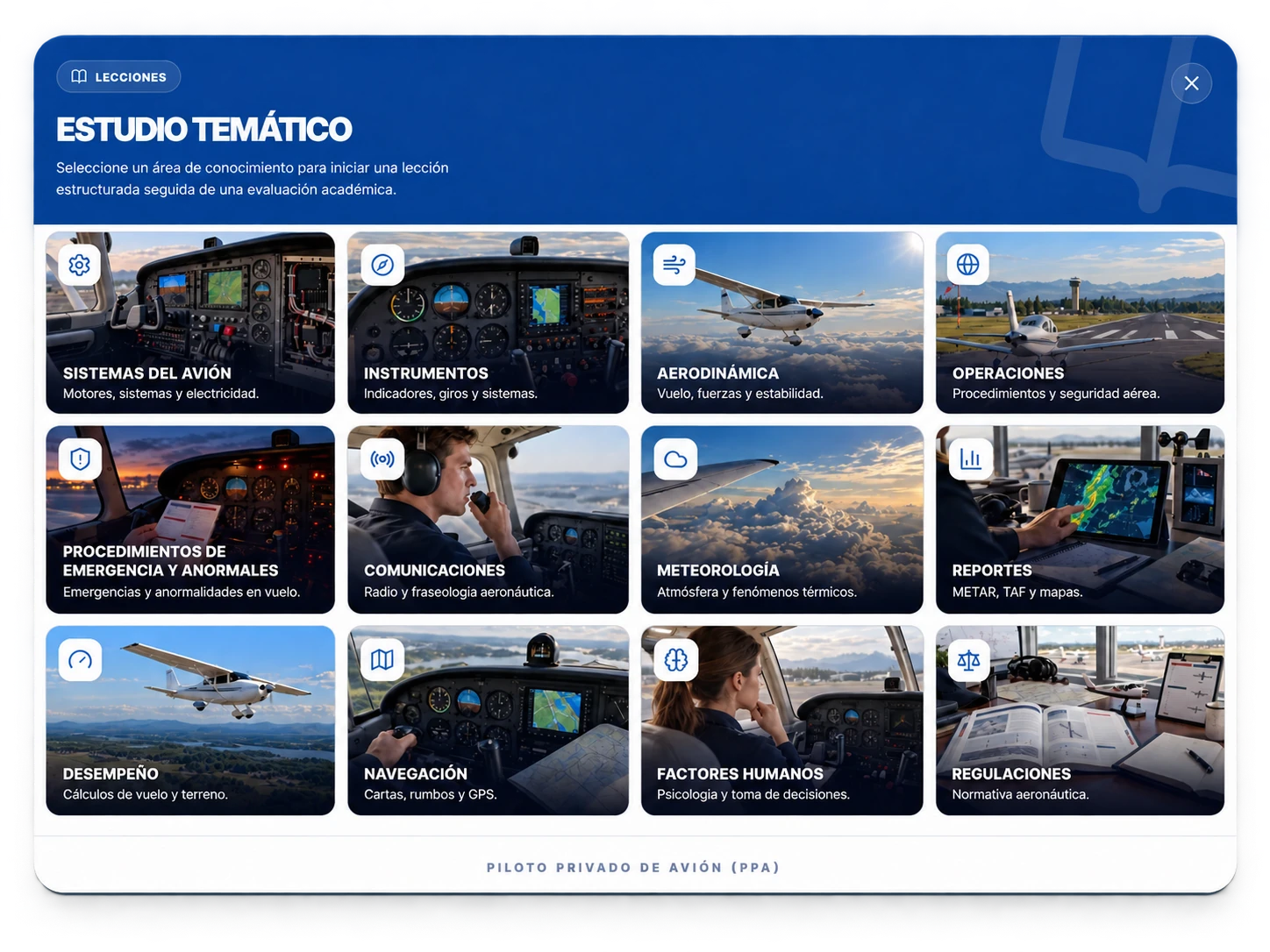 E-Fly Mentor, plataforma de preparación para exámenes de aviación PPA, PCA e IFR
